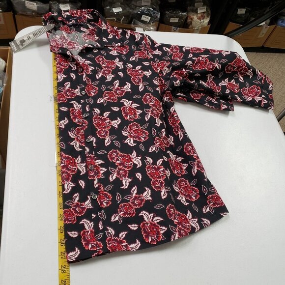 Lands End Womens Dark Floral‎ Button Up Top Size 16 Preppy Vacation Office NWT - Picture 7 of 9